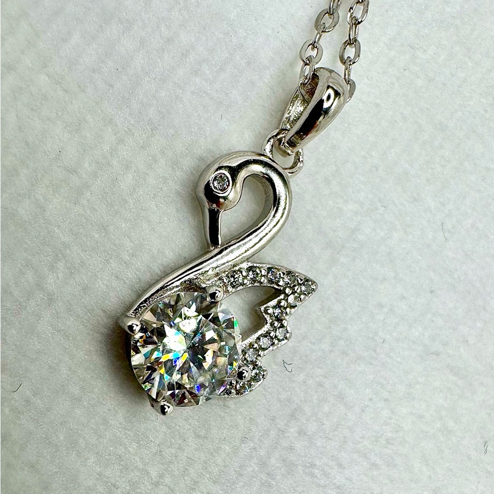 Moissanite Swan Pendant Necklace